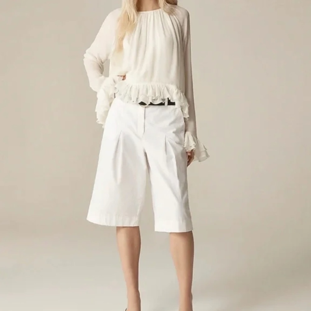 J. CREW Cotton Blend White Culotte Shorts $128 EUC Sz 2